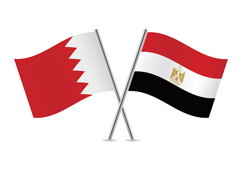 Bahrain and Egypt flags. Vector illustration.